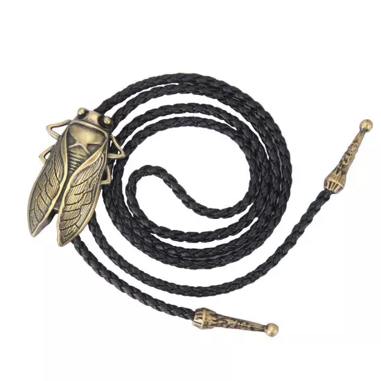 Vintage Western Cowboy Bolo Tie Leather Necktie Rope Cord Pendant Necklace