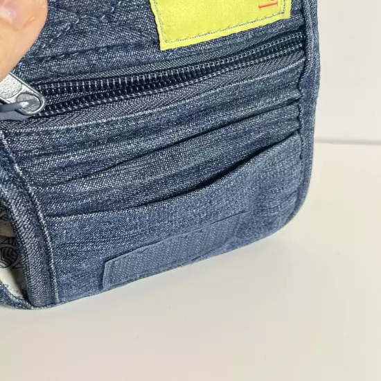 Lemon Hill Tri-Fold Wallet Quilted Chambray Denim Folding Pockets Credit Card