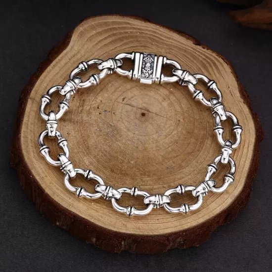 11MM 925 Sterling Silver Horseshoes Link Chain Bracelet U-Shape Charm Jewelry