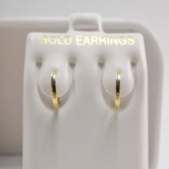 REAL 10K SOLID YELLOW GOLD SIMPLE TINY 9MM HOOP HUGGIE EARRING