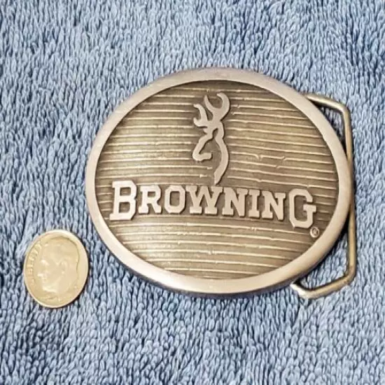 Vintage (1980) Browning Firearms Logo belt buckle Caldwell Lace Leather Co.