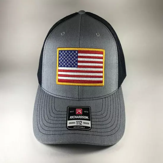 Richardson 112 American Flag 6 Panel Adjustable Snapback Trucker Mesh Hat