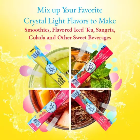 Crystal Light Lemonade, Fruit Punch, Raspberry Lemonade & Wild Strawberry Sugar-