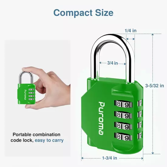 1 Pack Combination Lock 4 Digit Locker Lock Outdoor Waterproof Padlock for Schoo