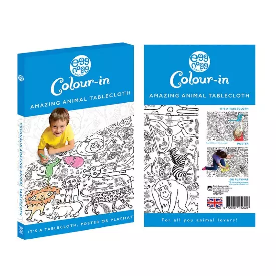 EggNogg Colour In Giant Poster / Tablecloth ~ Childrens Party Unicorns Dinosaurs