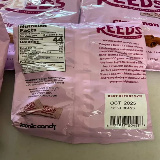 Reed’s Individually Wrapped Cinnamon Candy | Cinnamon Hard Candy 6.25oz Lot of 5