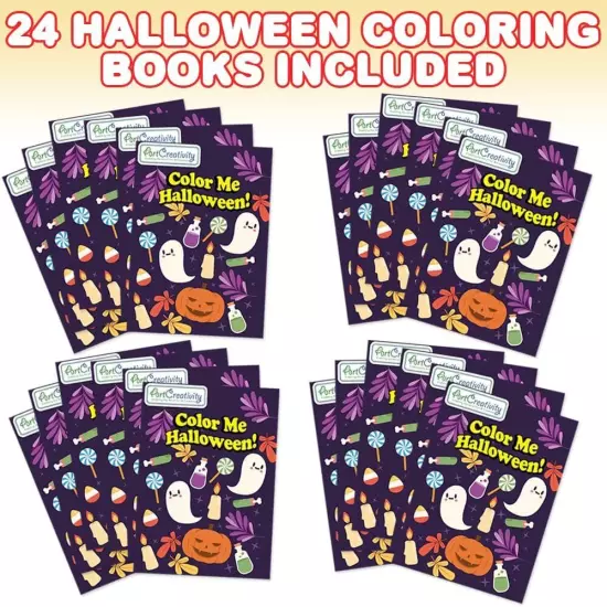 ArtCreativity Bulk 24 Pack Halloween Mini Coloring Book Kit, Each Set... 