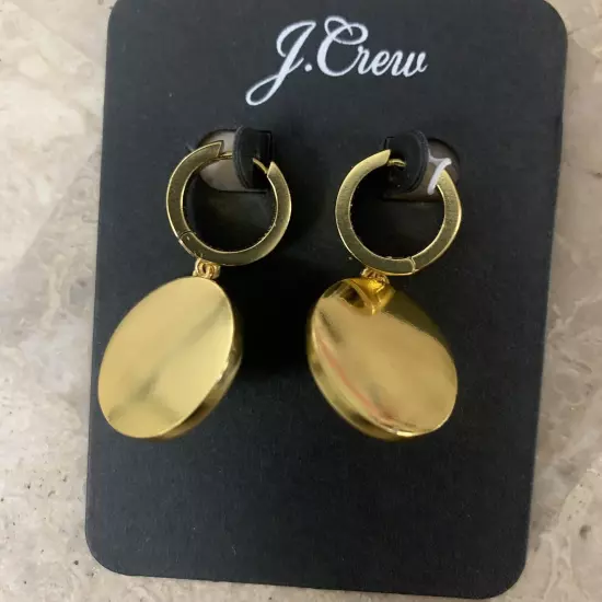 J. Crew Luna Coin Huggie Drop Statement Earrings NWT Pave Moon Celestial Enamel!