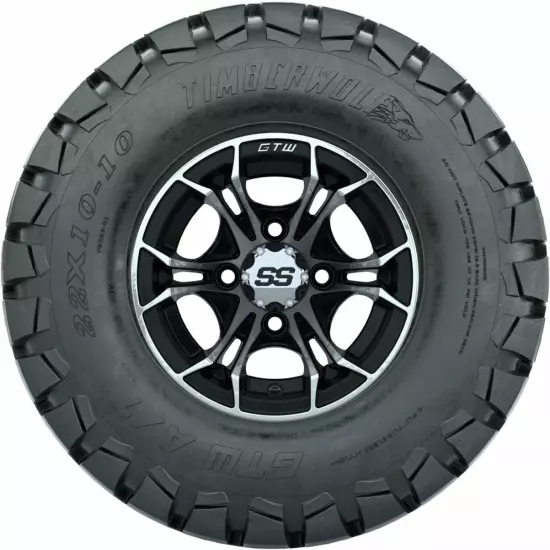 Set of 4 GTW 10" Spyder Machined/Black Wheels & 22" Timberwolf All Terrain Tires