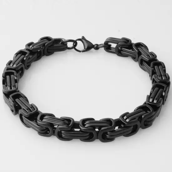 4/6/8mm Mens Womens Silver Gold Black Stainless Steel Byzantine Chain Bracelet