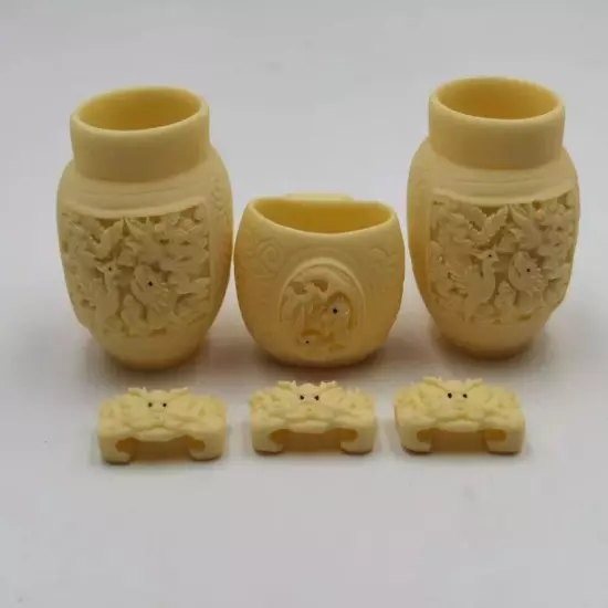 1set 6pcs Bamboo BirdCage Dragon Phoenix Bone meal birdcage food cup 70154