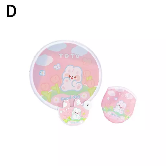 Foldable Cute Cartoon Hand Fan Summer Portable Small Round Fan D1P0