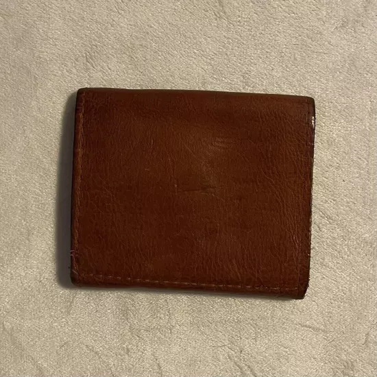 Vintage Buffalo Nickel Leather Bifold Wallet Brown