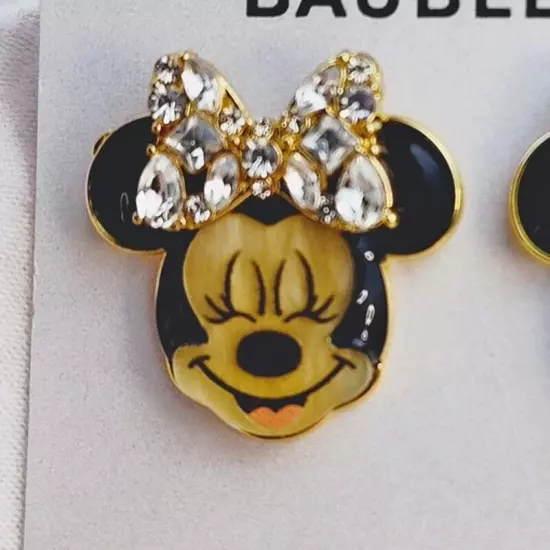 Disney x BaubleBar Minnie Stud Earrings w Rhinestone Bow NIP