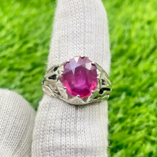 Natural BURMA RUBY Unisex Ring Real Burmese Ruby Ring 925 Sterling Silver Ring