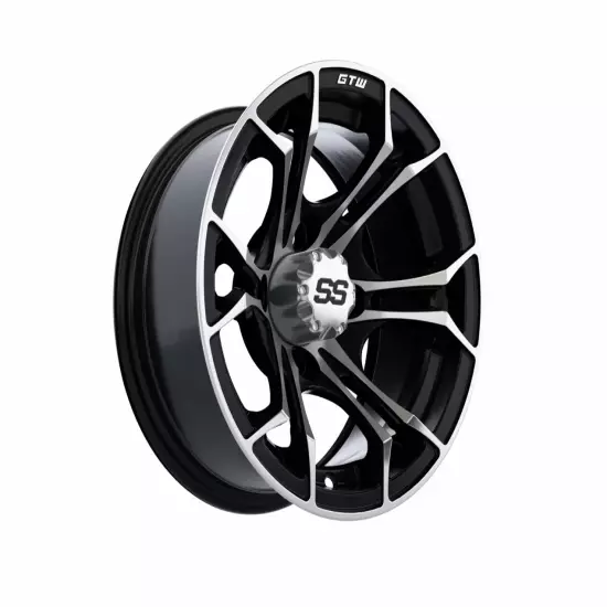 Set of 4 GTW 12" Spyder Machined/Black Wheels on 19" Excel Classic Street Tires