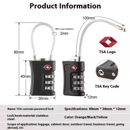 New Tsa Customs Code Lock Travel Luggage Password Lock Changeable Lock Padlock