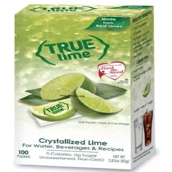 TRUE LIME Water Enhancer, Bulk Dispenser Pack, 0 Calorie Drink Mix Packets, Suga