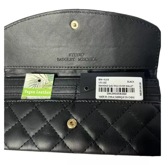 Bagley Mischka Black Quilted Wallet - New with Tags MSRP $49 great gift