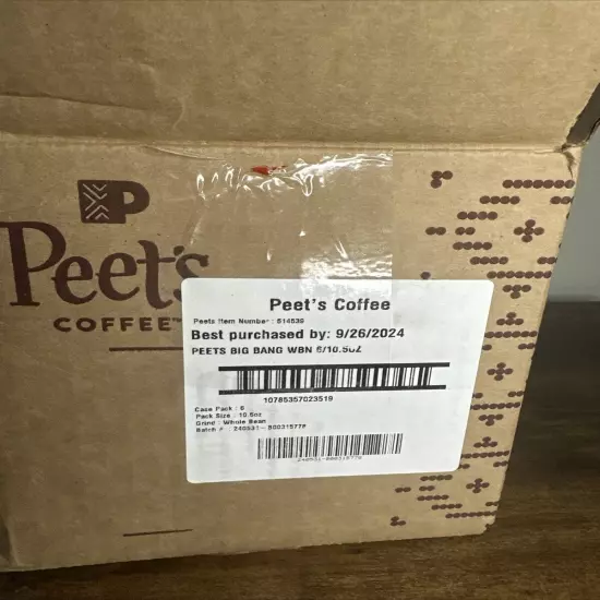 Pack Of 6 - Peet's Coffee Big Bang MEDIUM ROAST Ground, 10.5 oz BB 05/2024