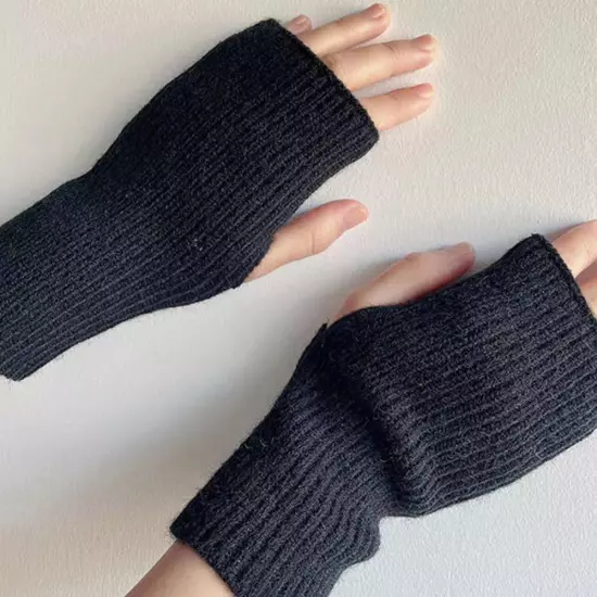 Warm Fingerless Wrist Gloves Half Mitten Exposed Finger Knitted Wool Gloves GXD