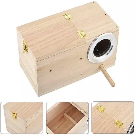 Wooden Bird Breeding Nest Box Parakeet Budgie Cockatiel Nesting Window S M L