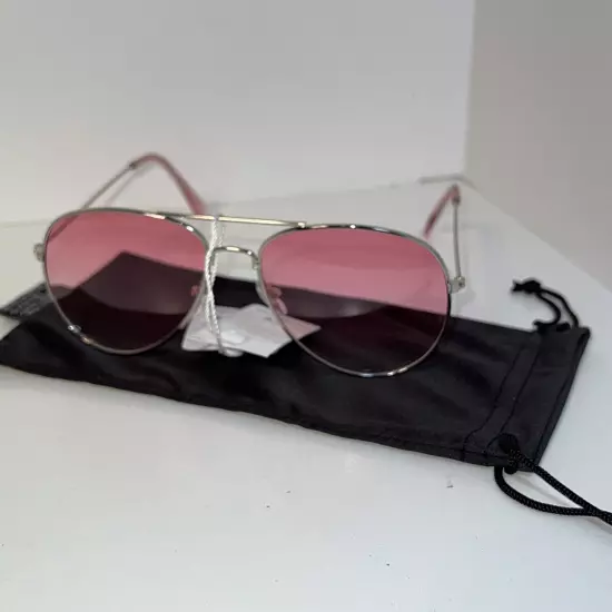 SILVER AVIATOR STYLE METAL FRAME SUNGLASSES SHADES 100% UV PROTECTIVE LENS Ombré