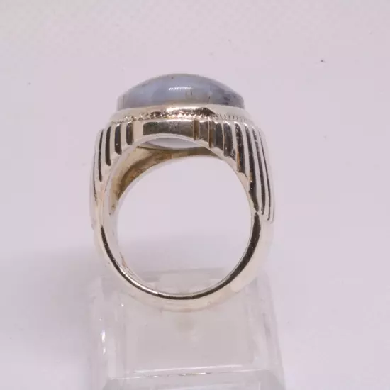 Ring Band Silver Mens Size 8.75US Jewelry 21.5g Rare Agate عقيق مسماري Handmade