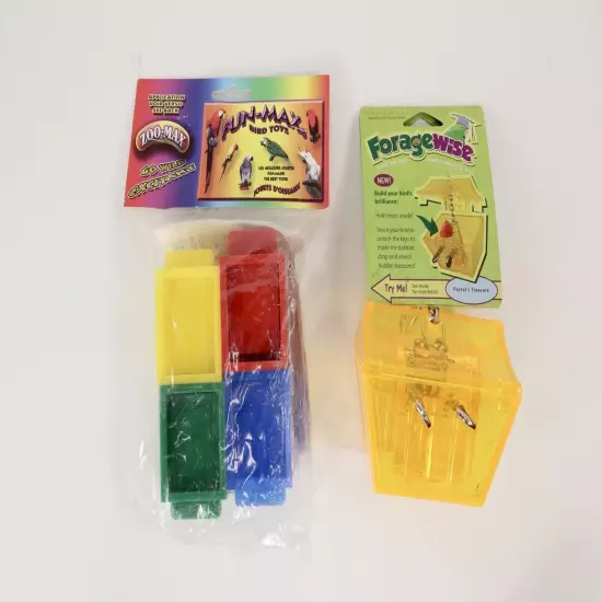 Zoo-Max & ForageWise Bird Toys -Treasure Chest & Color Cubes Parrot Fun-Max New