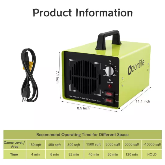 Commercial Ozone Generator 50g Air Purifier Machine UV sterilization Deodorizer