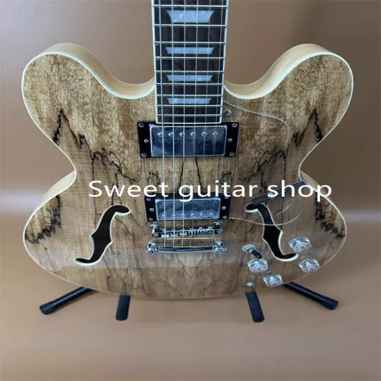 New ES335 Semi Hollow Natural Electric Guitart 2H Pickups Fixed Bridge Fast Ship