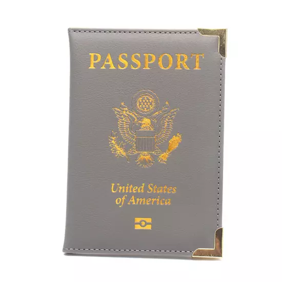 PU Leather Travel USA Passport Cover Passport Clip Thin Travel Document Case ↻