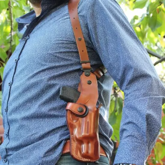 Leather Vertical Shoulder Holster For Kimber K6S Revolver 357 Mag 2''BBL #1405# 