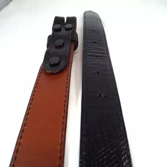 NWOT Pinto Ranch Handmade Glazed Black Genuine Lizard 1.25" Belt Strap Sz 38 USA