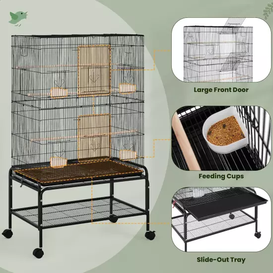 Large Bird Cage Parakeets Cockatiels Conures Lovebirds Parrots 53 Rolling Stand