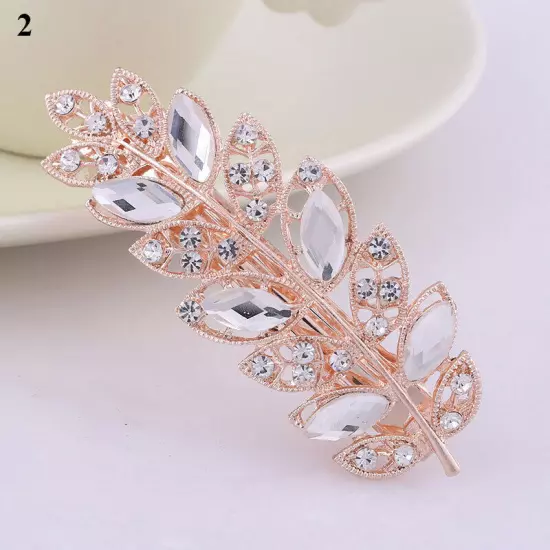 Women's Crystal Rhinestone Flower Hair Barrette Clips Grips Hairpin Jewelry