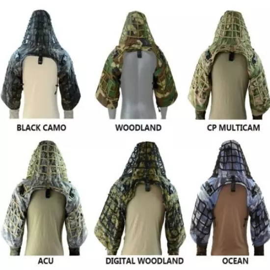 Camouflage Tactical Sniper Coat Viper Hood Ghillie Suit Made From Ripstop Fabric