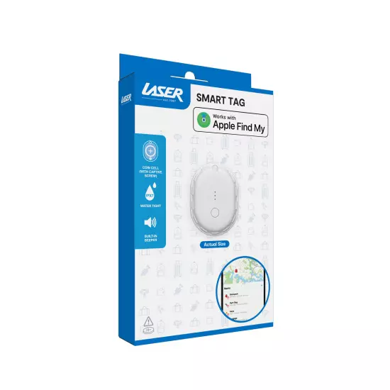 Laser Mini Smart Tag Bluetooth Tracker with Apple Find My (White)