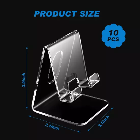 10 Pcs Acrylic Cell Phone Stand, Portable Clear Phone Holder Transparent Acrylic