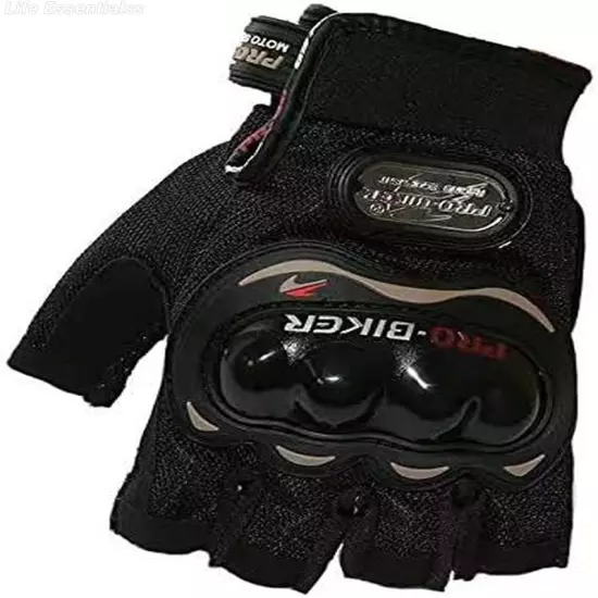 Pro-Biker Half Finger Motorcycle Gloves Motorbike Racing Protective Gear Black