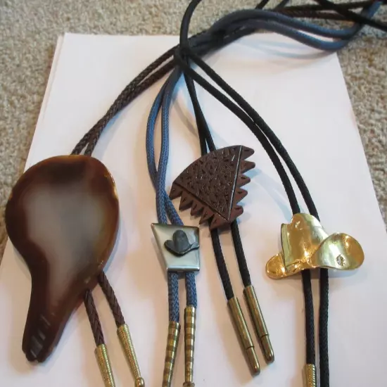 Vintage Costume Mixed Lot of 4 Metal Stone Composite Bolo Ties IC Lot Z