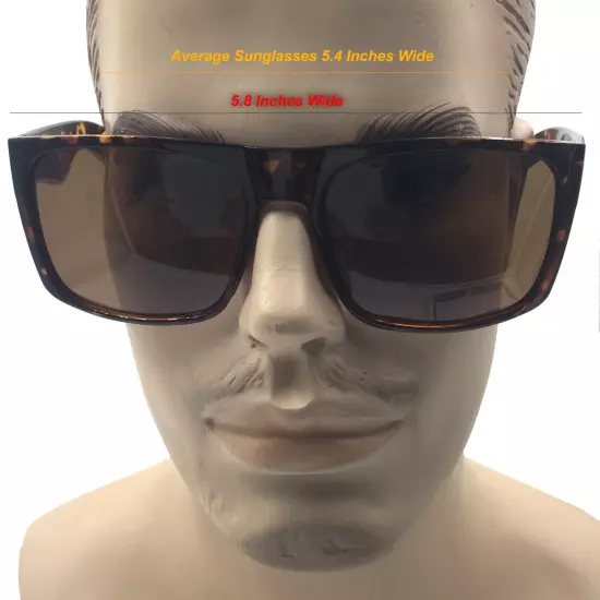 XL MENS Polarized Large Wide Frame Oversized Gangster Rectangle Shade Sunglasses