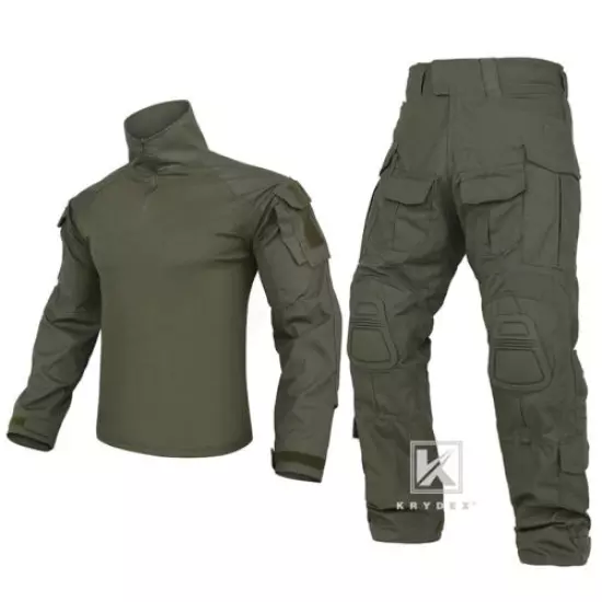 KRYDEX G3 Combat Uniform Set Tactical Shirt & Trousers & Knee Pads Ranger Green