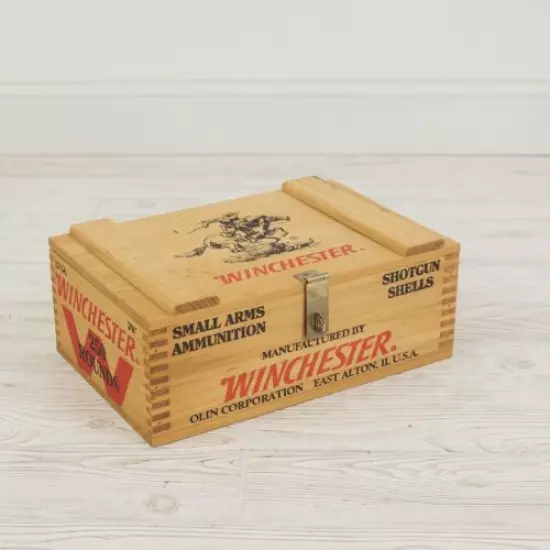 Vintage Wooden Winchester Ranger 12 Gauge Shotgun Shell Box /g