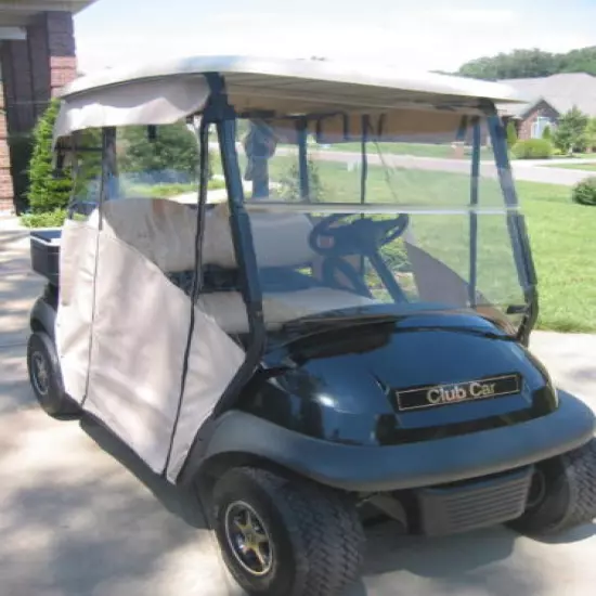 LINEN SUNBRELLA TRACK STYLE CUSTOM ENCLOSURE COVER FOR MOST CARTS