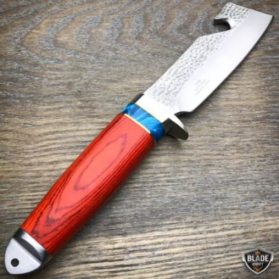 9.5" Fixed Blade Tactical Hunting Survival Gut Hook Camping Knife w/ Sheath Red