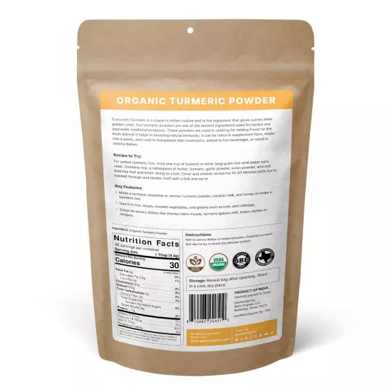 Organic Turmeric Powder- Curcumin Turmeric Powder - 1 LB