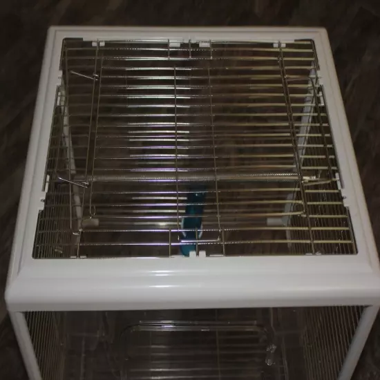 Brand New Stainless Steel, White & Acrylic ASSEMBLED Birdcage for Small Birds!