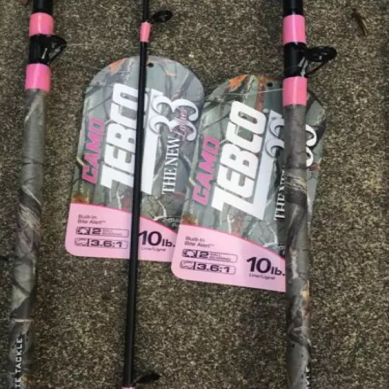 Zebco 33 Lady Combo 6’ Camo Pink Rod and Reel Medium Action 2bb U