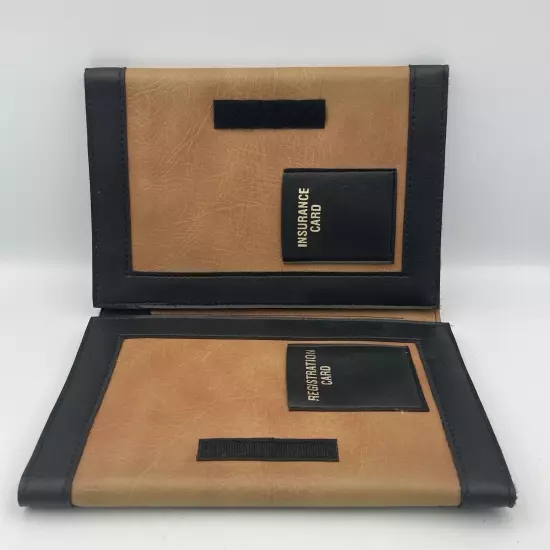 VTG SAAB Brown Black Faux Leather 8 X 11 Folding Glovebox Document Holder 1980s